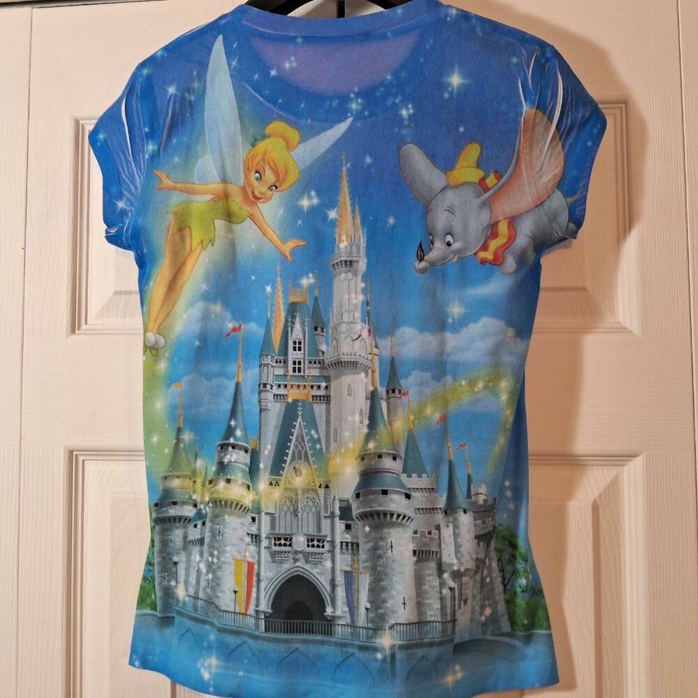 Walt Disney World T Shirt Women Where Dreams Come True All Over Print Blue - Picture 3 of 7